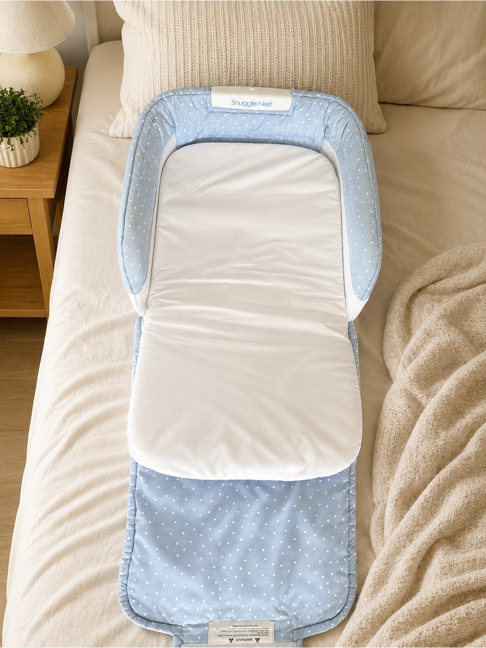 Baby Delight Snuggle Nest Baby Co-Sleeping in Light Blue Dot with Cushioned